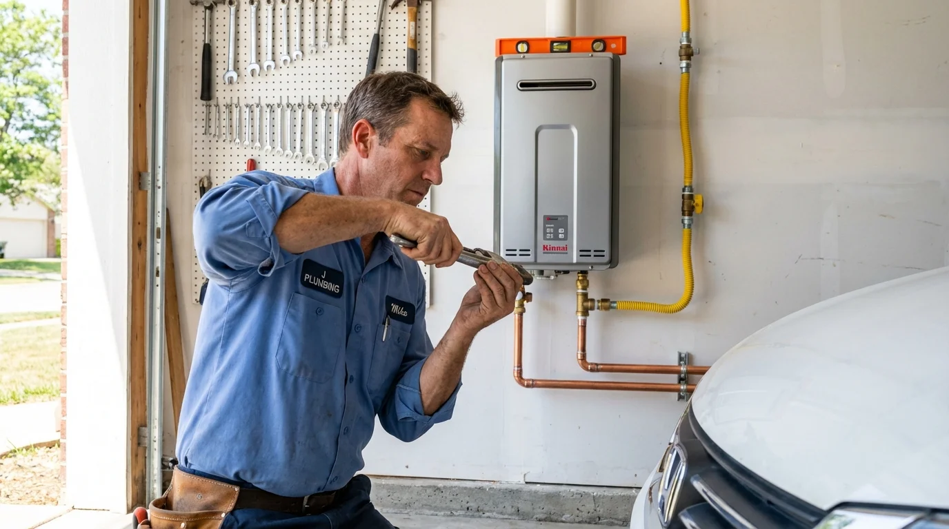 Tankless water heater installation by a Johns Plumbing LLC plumber in North Aurora